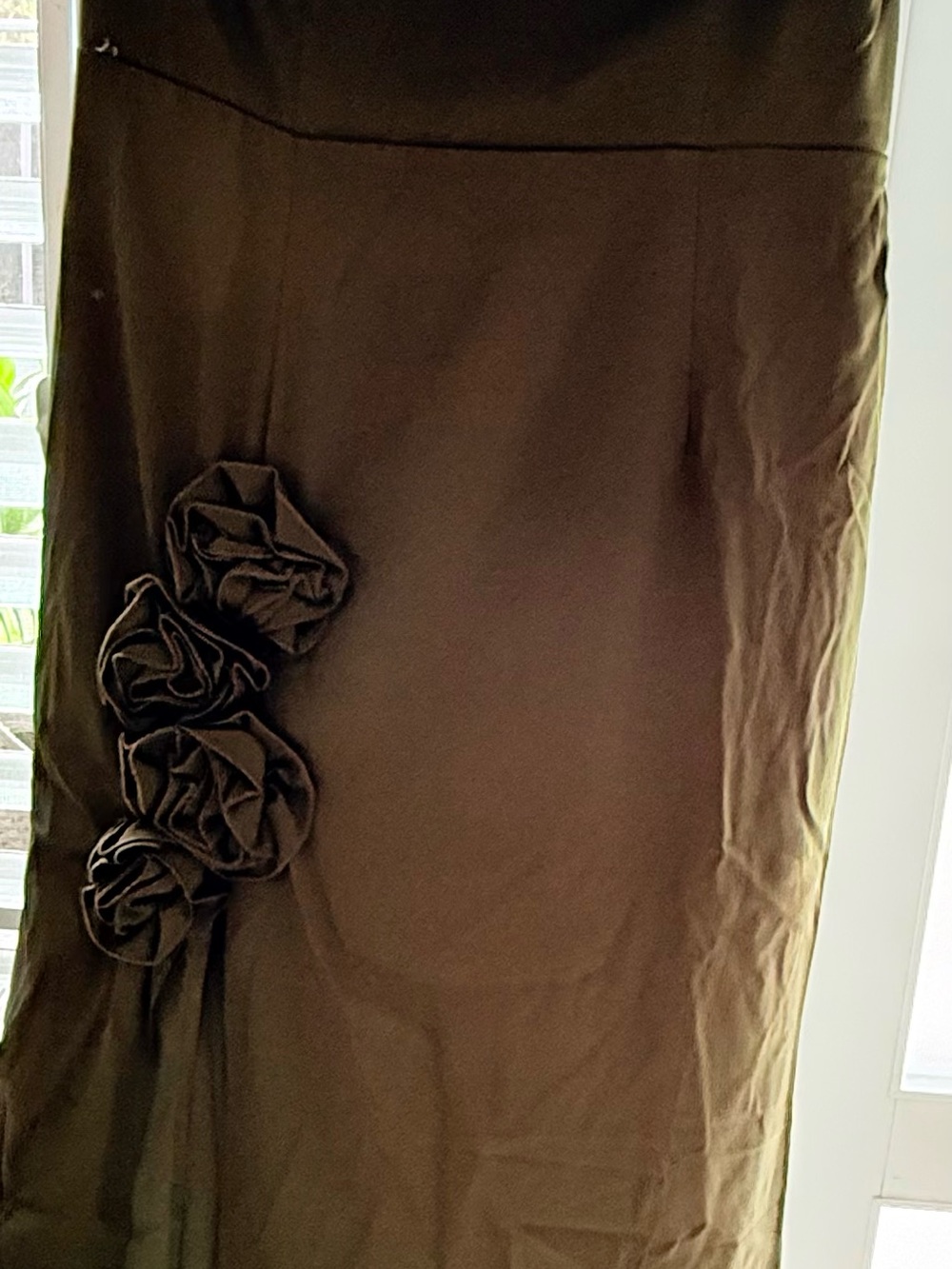 Fashion Nova Brown Backless Dress with Rosette Accents
